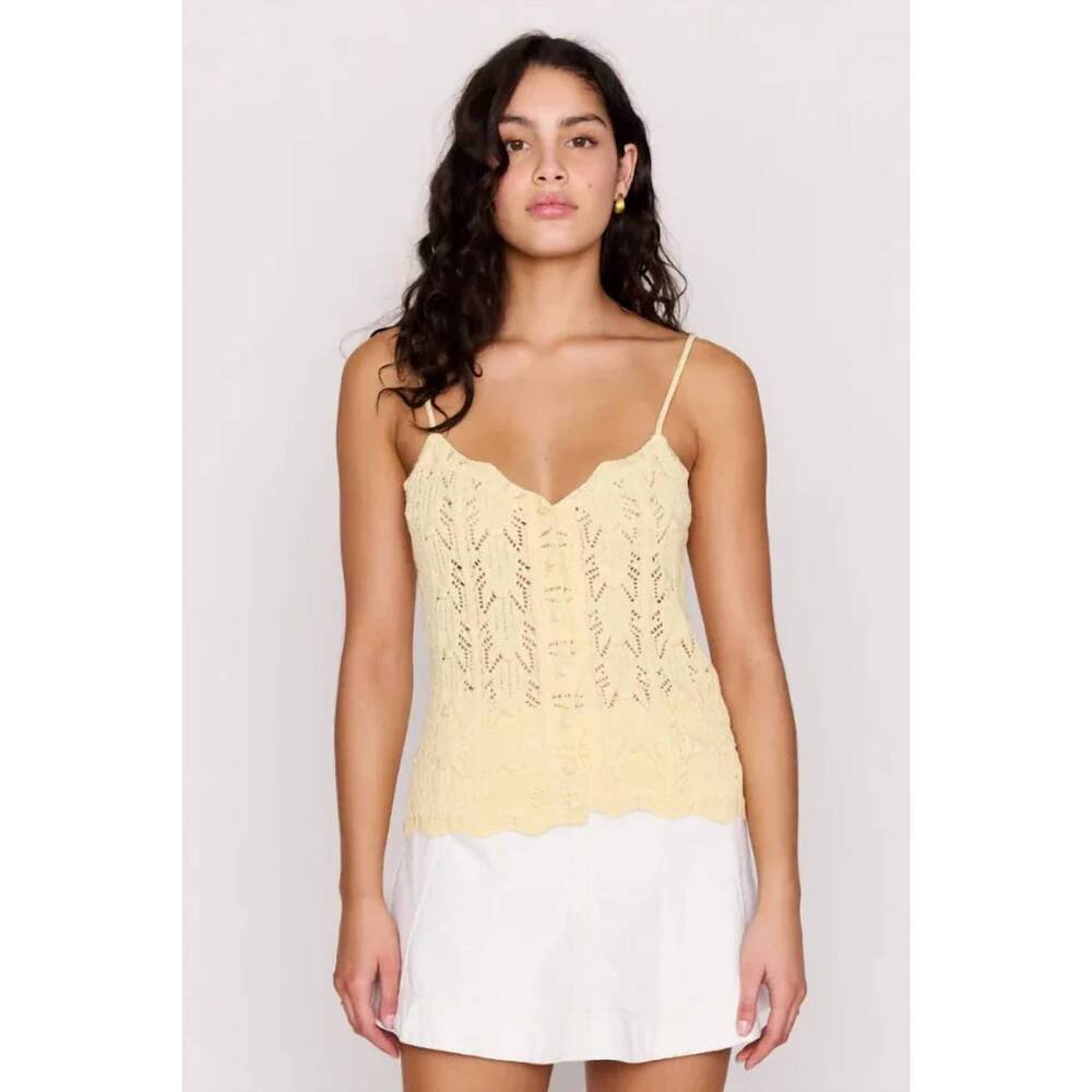 NEW MINKPINK sienna pointelle knit cami top in butter